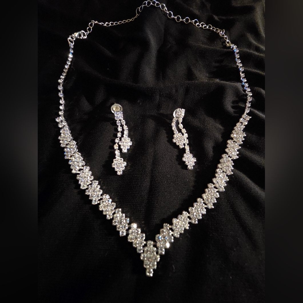 Elegant SilverTone Fashion Necklace And Earring Set